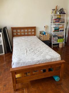 (RUSH SALE) SINGLE WOODEN BED AND MATTRESS (package deal or sold separately)