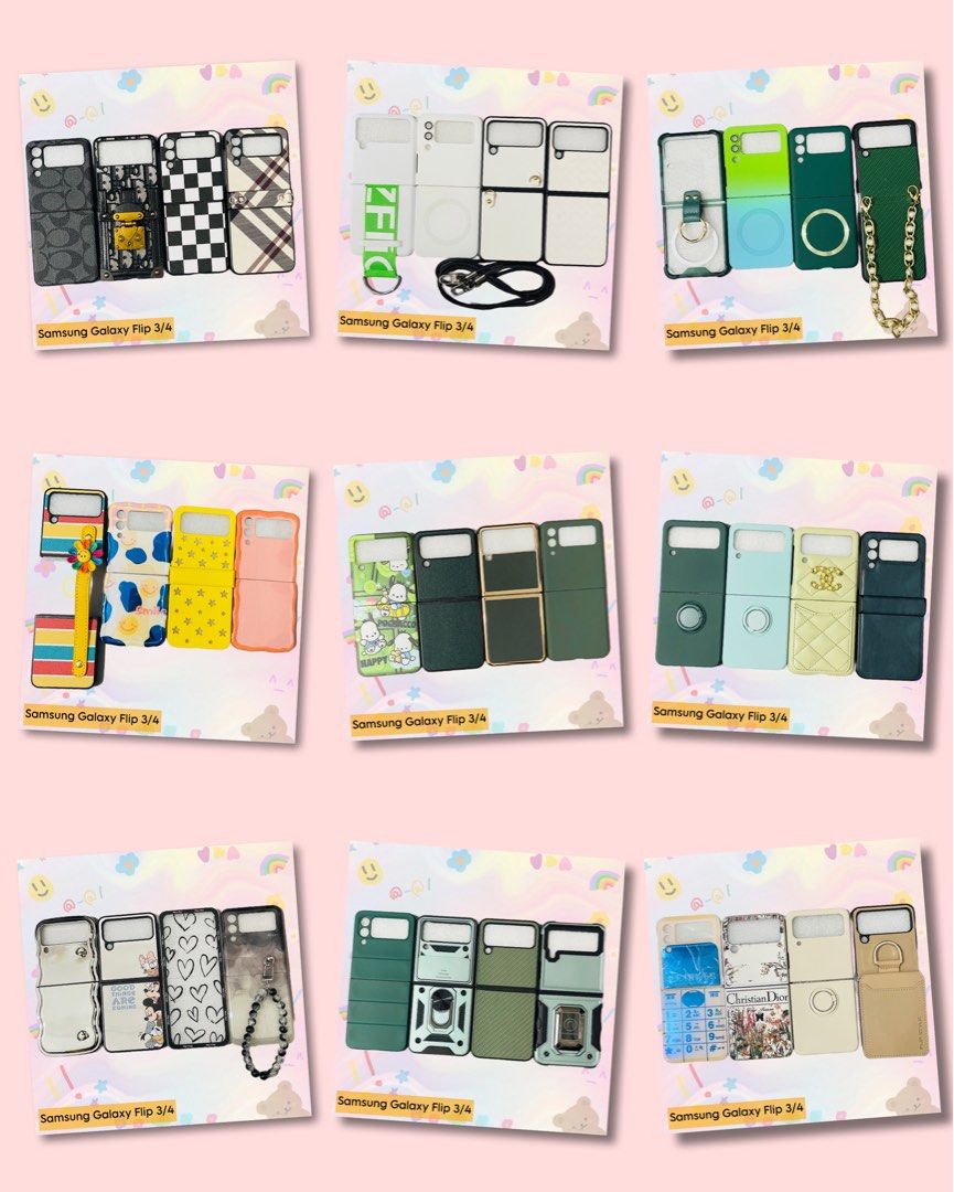 Samsung Galaxy Flip 3/4 Case (Category: Cases & Sleeves) located in Mandaluyong City. Submitted by co.case (Listing ID 1301161985, Image 3). Description: Onhand Brandnew Price Range: ₱200-350 each Location: Mandaluyong Lalamove/Grab.