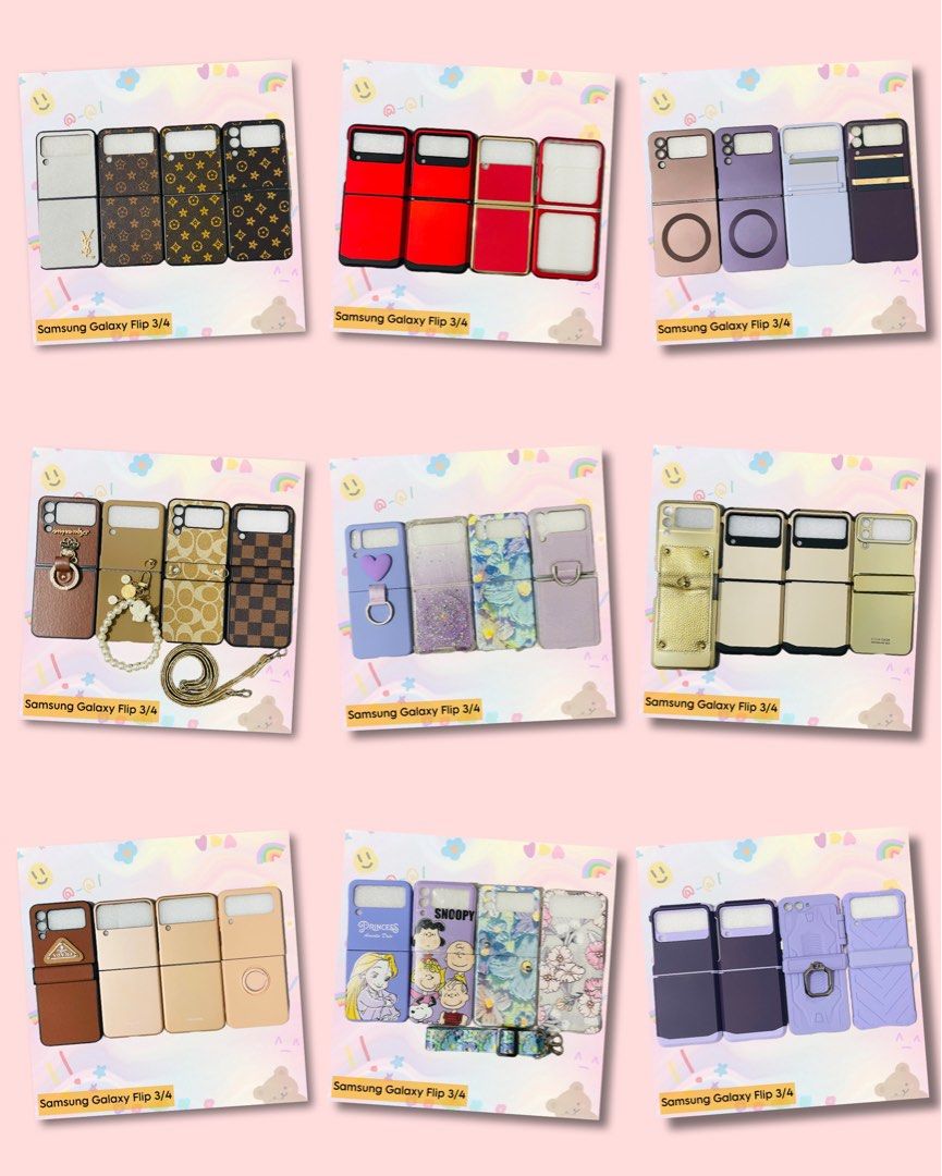 Samsung Galaxy Flip 3/4 Case (Category: Cases & Sleeves) located in Mandaluyong City. Submitted by co.case (Listing ID 1301161985, Image 1). Description: Onhand Brandnew Price Range: ₱200-350 each Location: Mandaluyong Lalamove/Grab.