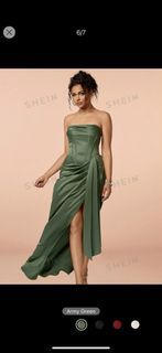 Shein Army Green Ruched Dress