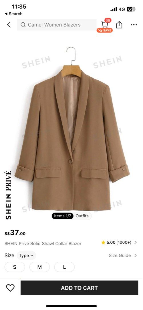 shein shawl collar solid blazer