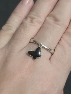 Silver Black Onyx Butterfly Ring