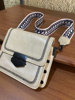 Stitch Trim Flap Crossbody Bag