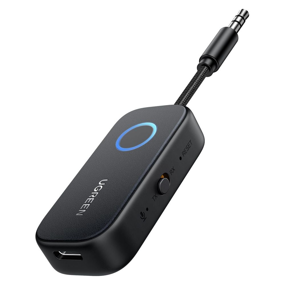 UGREEN Airplane Bluetooth 5.2 Transmitter Adapter for Airpods or Headphones Dual Pairs 2 in 1 Wireless Bluetooth 3.5mm Aux Audio Transmitter Receiver for Flight TV Car Stereo Treadmill Computers Tech ...