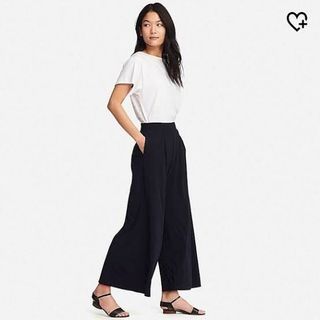 UNIQLO JERSEY CROPPED FLARE WIDE PANTS