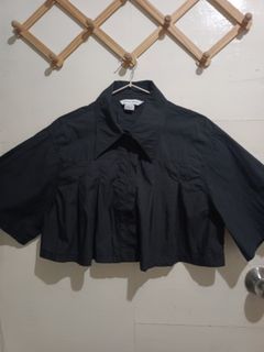 Urban Revivo black oversized cropped polo shirt