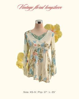 Vintage Floral Longsleeve Lace Mesh Top | Coquette Retro Summer Cottagcore Bohemian Y2k