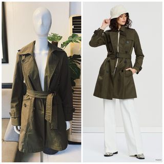 Women Imported Belted Double Breasted Autumn/Spring Trench Coat Outerwear