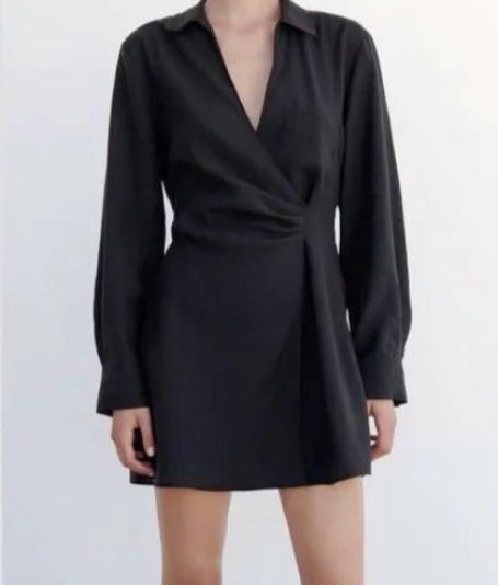 ZARA Black Dress (Category: Dresses) located in Pasig City. Submitted by chellim (Listing ID 1301217813, Image 1). Description: ZARA Gathered Surplice Linen Dress Original (good as new) Perfect black dress for any occasion Fits S-M Retails for Php 2800 brandnew .
