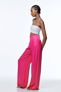 Zara Pink Satin Trousers