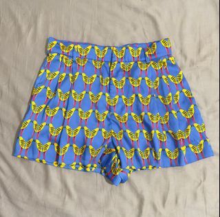 Zara satin bird print shorts