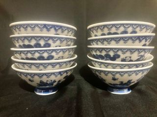 10 Pc Blue Karako Bowls