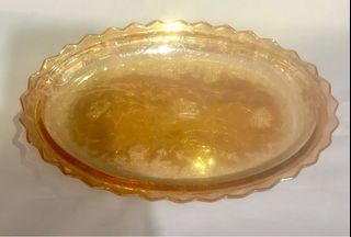 1950’s Jeannette Glass Floragold Carnival Glass “Louisa” Oblong Serving Dish (12”x8.5”) - In Very Pristine Condition