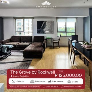 3BR 3 Bedroom Condominium for Rent in The Grove by Rockwell, Pasig City
