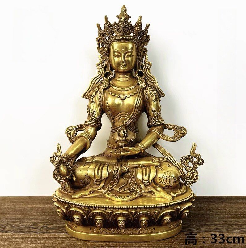 清藏結緣‼️藏傳文物級珍藏純銅手工鏨刻33cm 超大尊《藏傳地藏王