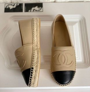 💜 Chanel  Cc Leather Espadrille Size 38 Euro