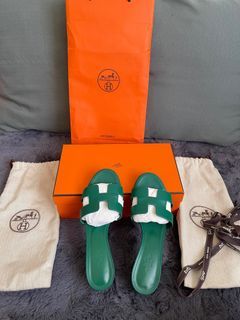 Authentic Hermes Oasis Sandals Emerald green