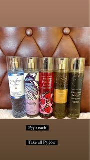 BATH AND BODY WORKS MIST FOR TAKE ALL 5pcs