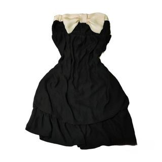 bow dress | black mini tube dress with white bow