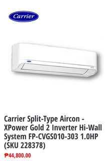 Carrier Split type Aircon XPower Gold 2 Inverter