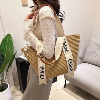 Chloes Beach Design Holiday Straw Tote Bag 2024 New Summer Large-Capacity Casual Woven Tote Bag