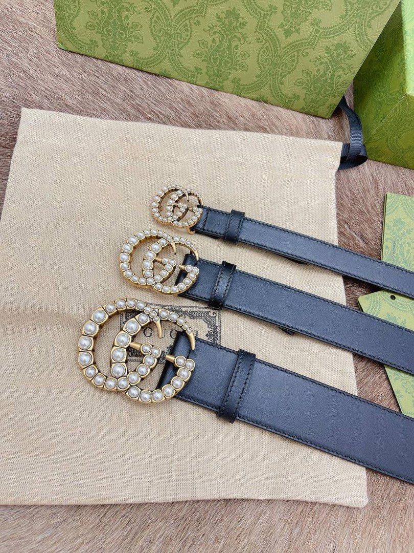 GG Leather Belt with Pearl Double G Luxury Accessories on Carousell