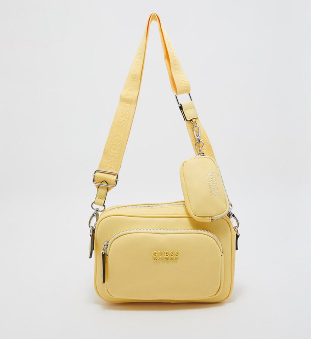 GUESS Bryce Logo Detailed Crossbody Bag with Pouch can in YELLOW Women s Fashion Bags Wallets Cross body Bags on Carousell