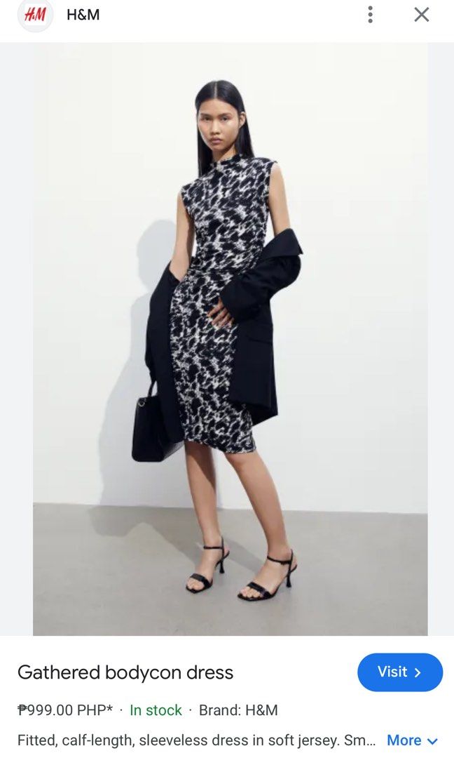 H&M gathered bodycon dress (Category: Dresses) located in Baggao. Submitted by chiechiee (Listing ID 1304433495, Image 1). Description: Used once only ₱999 original price ₱499 only + sf Size: S.