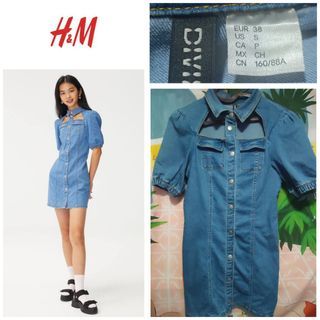 H&M Puff Sleeves Denim Dress