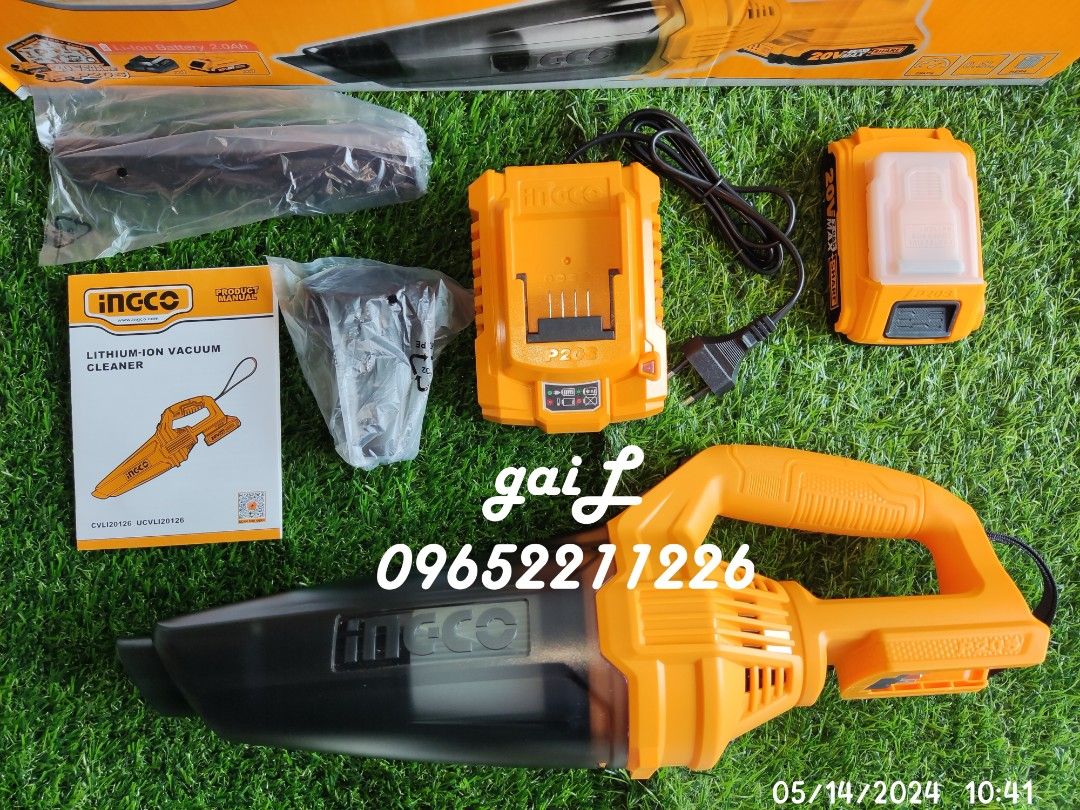 INGCO 20V Cordless Vacuum Cleaner Set (Category: Construction Tools & Equipment) located in Caloocan City. Submitted by abieghail (Listing ID 1304317292, Image 2). Description: INGCO 20V Cordless Vacuum Cleaner Set Model: CVLI20126 ✔Voltage: 20V ✔Dust capacity: 0.5L ✔Vacuum pressure: >9kpa *HEPA Filter * Lock On Switch Included: 1 x Battery pack 2.0Ah (FBLI2001) 1 x Fast charger(FCLI2001E) Charge volts: 220-240V~50/60Hz 1 x crevice nozzle 1 x dus