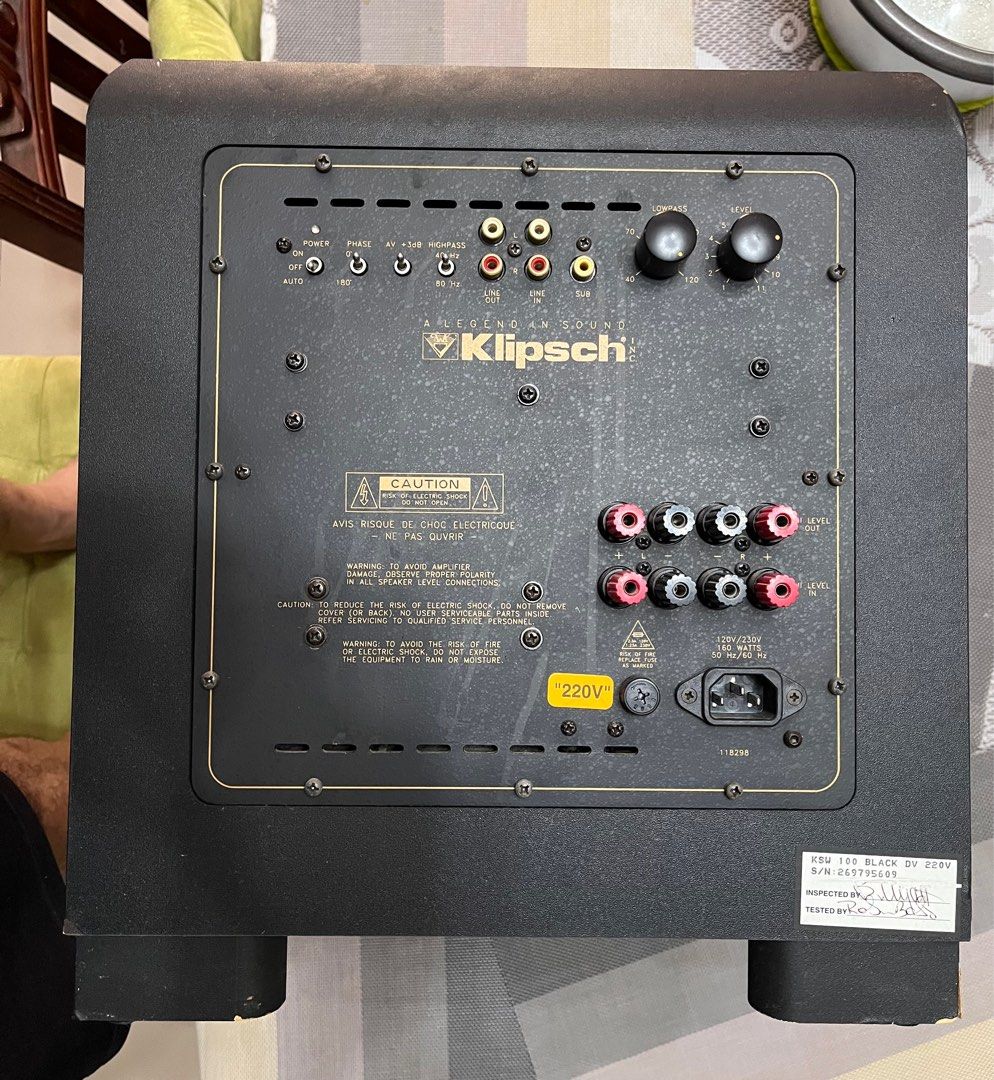 Klipsch Subwoofer (USA) (Category: Soundbars, Speakers & Amplifiers) located in Pasig City. Submitted by spoiler_actuator (Listing ID 1304404586, Image 2). Description: .