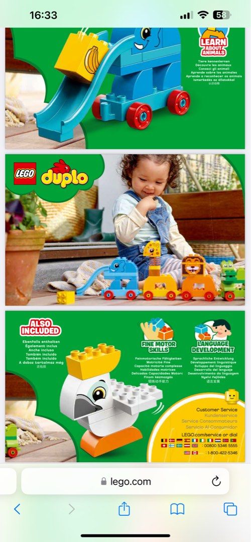 Lego Duplo 10863 My First Animal Brick Box, 興趣及遊戲, 玩具& 遊戲