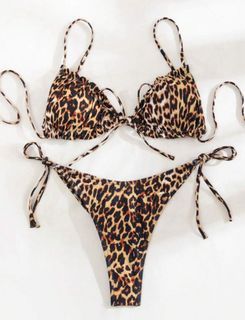 leopard print two piece swimsuit