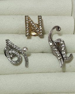 Letters/Initials rhinestones dainty brooch / pins.