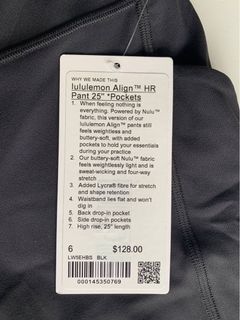 Lululemon Align High Rise Pant with POCKETS  25”   (Brand new with tags)  Black