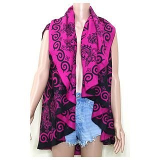 Open Front Long Lined Paisley Cardigan