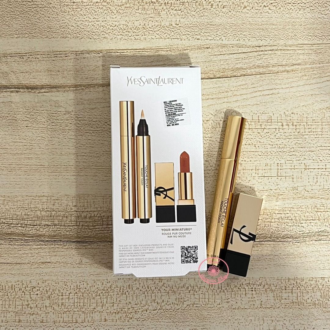 Original YSL Touche Eclat Gift Set Touche Eclat Radiant Touch N 2 Miniature Lipstick NM NU MUSE