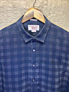Penguin Polo Dark Blue Checkered Polo shortsleeves Original Penguin Heritage slimfit XL on tag fit to large