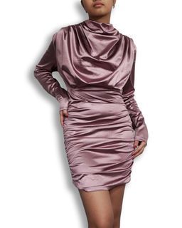 Pink silk backless dress