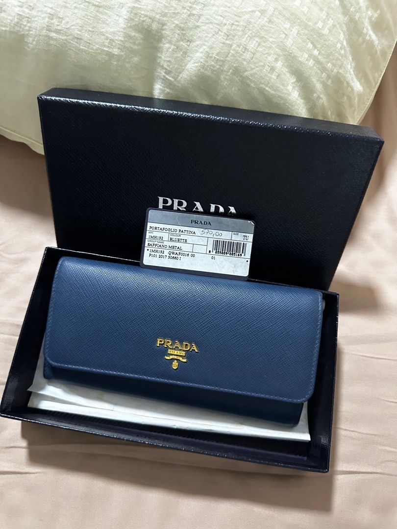 Prada Saffiano Long Wallet BLUETTE