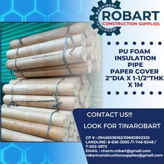 PU Foam Insulation Pipe  PAPER  COVER  2''dia x 1-1/2''thk x 1m