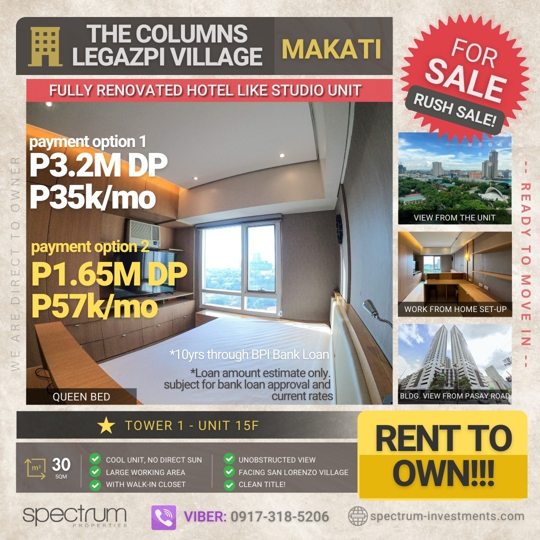 RENT TO OWN! Fully Renovated Hotel Like Studio Unit - TCLV The Columns ...