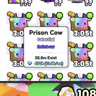 Roblox  PS99 Ps 99 Pet Simulator 99 Pet Rainbow Prison Cow Celestial Exclusive