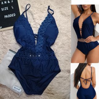 SHEIN NAVY BLUE ONE PC SWIMSUIT