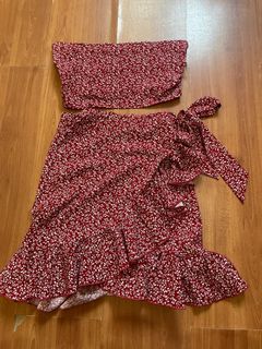 Shein red top and skirt set/coords