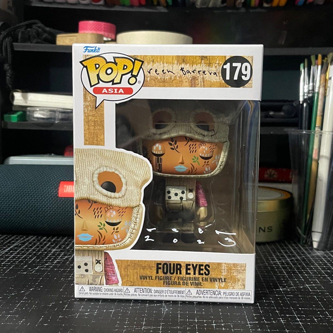 Signed Reen Barrera Funko Pop - Four Eyes (Category: Designer & Blind Box Toys) located in Cavite. Submitted by jb_cuevas (Listing ID 1304309774, Image 1). Description: Selling Funko Pop Asia #179 Four Eyes -Signed by Reen Barrera during ManiPopCon 2023 -Comes with free sorter and protector box -With Mini Sketch of your choice as freebie from me PM for more inquiries and photos .