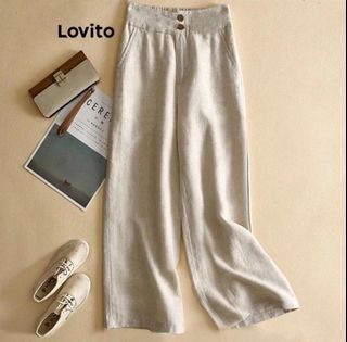Slacks Trousers Lovito Women Button basic Pants XL