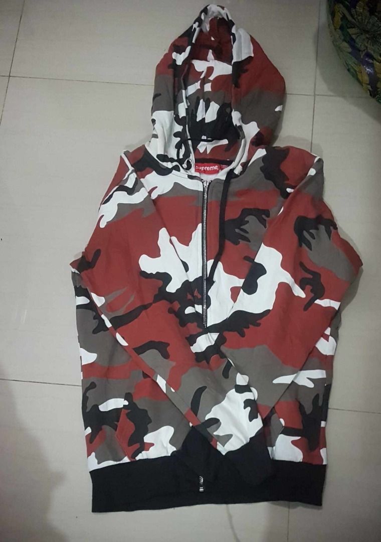 Red camo supreme hoodie cheap