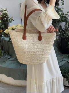 Summer Korean style Large Straw Knitted Straw Top-handle Bags Bucket shoulder Bag For Women #6319