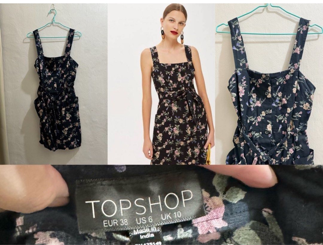 Topshop black linen dress cheap